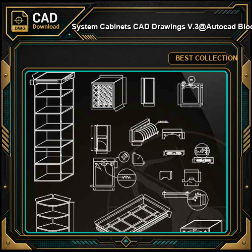 ★【 System Cabinets CAD Drawings V.3】@Autocad Blocks,Drawings,CAD Details,Elevation