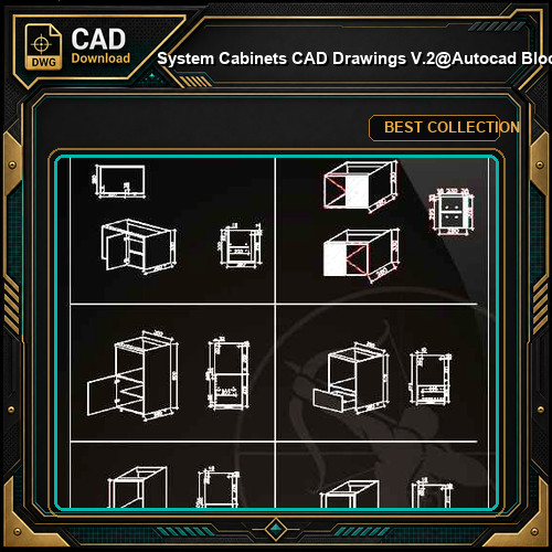 ★【 System Cabinets CAD Drawings V.2】@Autocad Blocks,Drawings,CAD Details,Elevation