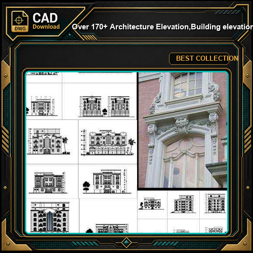 ★【Over 170+ Architecture Elevation,Building elevation CAD Design,Details,Elevation Collection】Facade design, building facade, home facade, building facade@Autocad Blocks,Drawings,CAD Details,Elevation