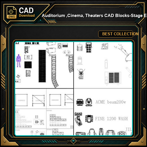 ★【Auditorium ,Cinema, Theaters CAD Blocks-Stage Equipment CAD Blocks V.2】@Cinema Design,Autocad Blocks,Cinema Details,Cinema Section,Cinema elevation design drawings