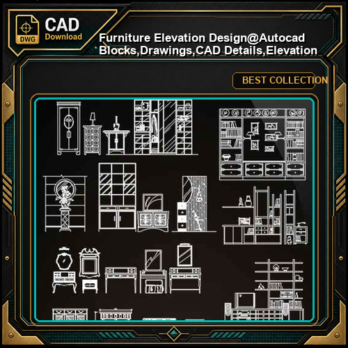 ★【Furniture Elevation Design】@Autocad Blocks,Drawings,CAD Details,Elevation