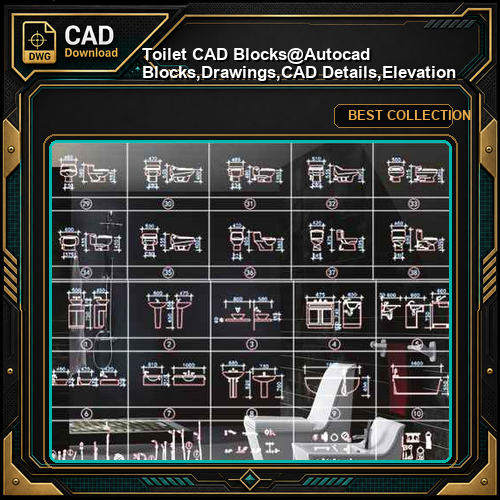 ★【Toilet CAD Blocks】@Autocad Blocks,Drawings,CAD Details,Elevation