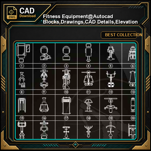 ★【Fitness Equipment】@Autocad Blocks,Drawings,CAD Details,Elevation