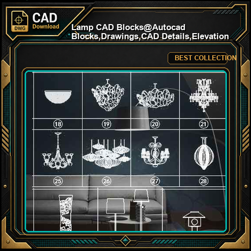 ★【Lamp CAD Blocks】@Autocad Blocks,Drawings,CAD Details,Elevation