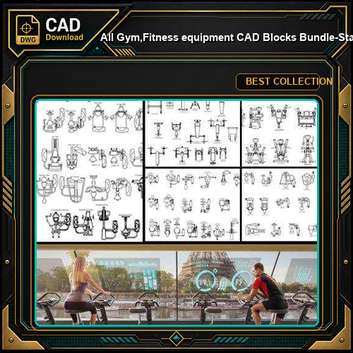 ★【All Gym,Fitness equipment CAD Blocks Bundle-Stadium,Gymnasium, playground, sports hall V.2】@Gem CAD Blocks,Autocad Blocks,Drawings,CAD Details