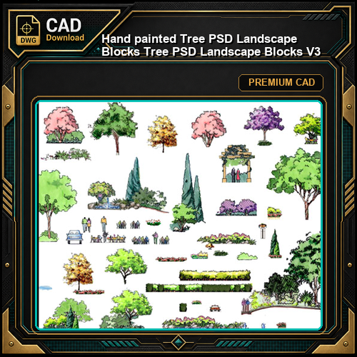 ★【 Hand painted Tree PSD Landscape Blocks 】Tree PSD Landscape Blocks V3