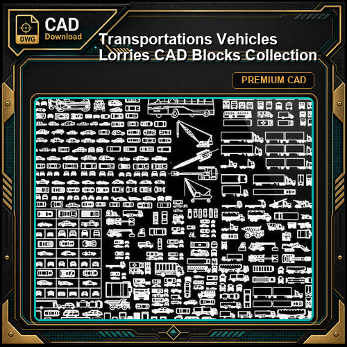 Transportations Vehicles Lorries CAD Blocks Collection