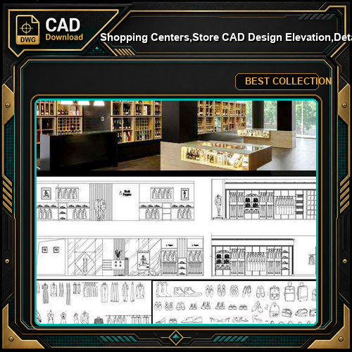 ★【Shopping Centers,Store CAD Design Elevation,Details Elevation Bundle】V.2@Shopping centers, department stores, boutiques, clothing stores, women's wear, men's wear, store design-Autocad Blocks,Drawings,CAD Details,Elevation