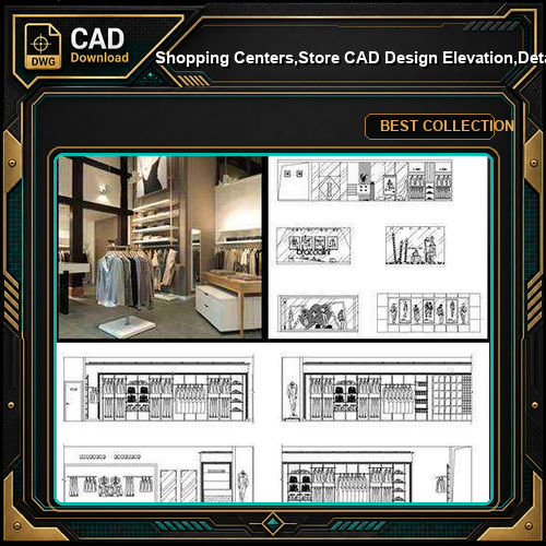 ★【Shopping Centers,Store CAD Design Elevation,Details Elevation Bundle】@Shopping centers, department stores, boutiques, clothing stores, women's wear, men's wear, store design-Autocad Blocks,Drawings,CAD Details,Elevation