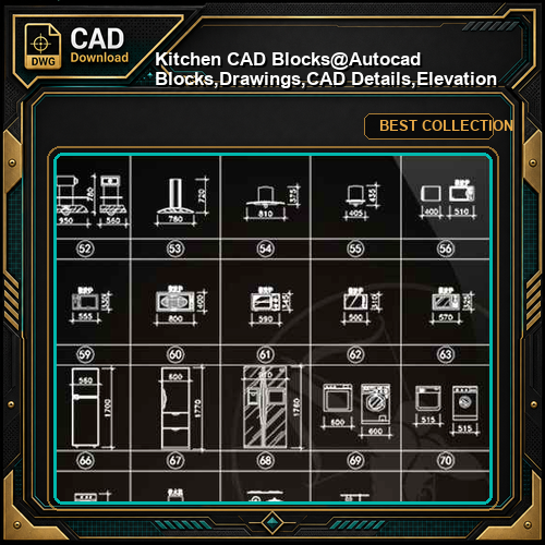 ★【Kitchen CAD Blocks】@Autocad Blocks,Drawings,CAD Details,Elevation