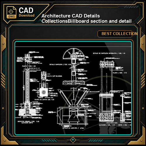 【Architecture CAD Details Collections】Billboard section and detail
