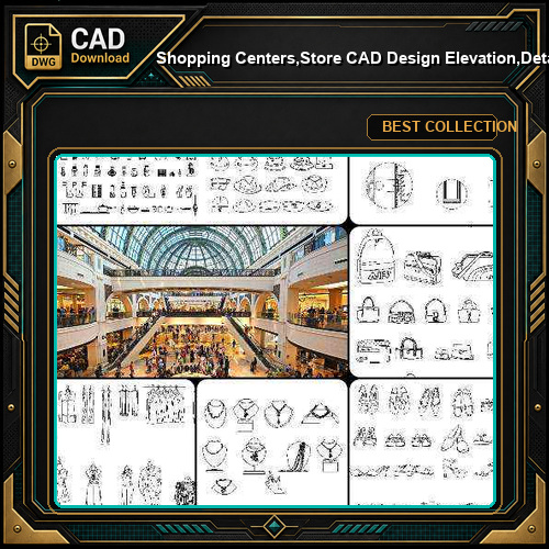 ★【Shopping Centers,Store CAD Design Elevation,Details Elevation Bundle】V.3@Shopping centers, department stores, boutiques, clothing stores, women's wear, men's wear, store design-Autocad Blocks,Drawings,CAD Details,Elevation