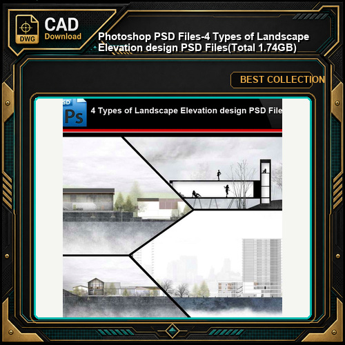 ★Photoshop PSD Files-4 Types of Landscape Elevation design PSD Files(Total 1.74GB💎)