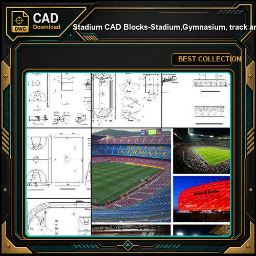 ★【Stadium CAD Blocks-Stadium,Gymnasium, track and field, playground, Sports hall V.2】@basketball court, tennis court, badminton court, long jump, high jump ,CAD Blocks,Autocad Blocks,Drawings,CAD Details