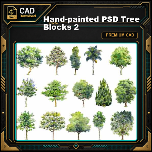 Hand-painted PSD Tree Blocks 2