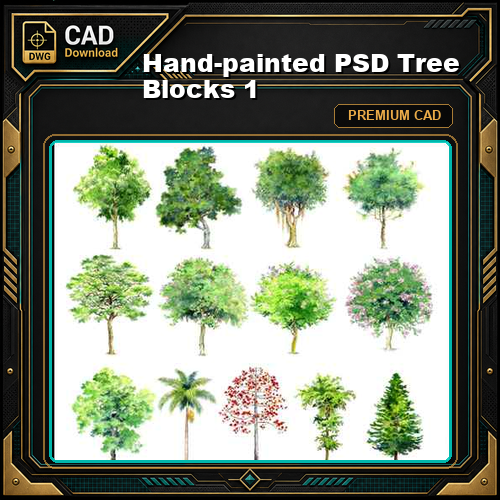 Hand-painted PSD Tree Blocks 1