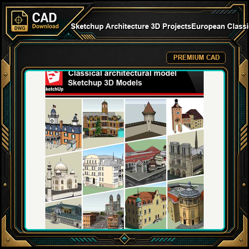 💎【Sketchup Architecture 3D Projects】European Classical Architecture Sketchup 3D Models V3