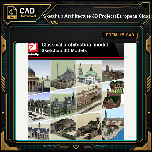 💎【Sketchup Architecture 3D Projects】European Classical Architecture  Sketchup 3D Models V2