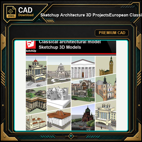 💎【Sketchup Architecture 3D Projects】European Classical Architecture  Sketchup 3D Models V1