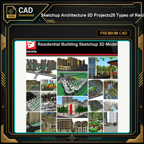 💎【Sketchup Architecture 3D Projects】20 Types of Residential Building Design Sketchup 3D Models V6