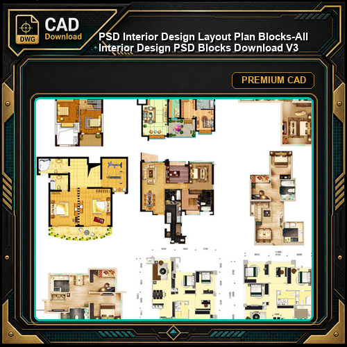 ★【 PSD Interior Design Layout Plan Blocks-All Interior Design PSD Blocks Download V3】