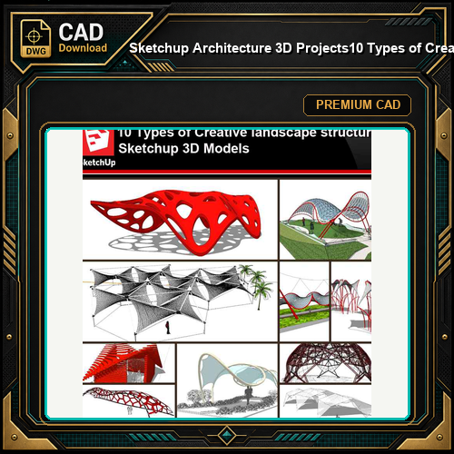 💎【Sketchup Architecture 3D Projects】10 Types of Creative landscape structure Sketchup 3D Models V1