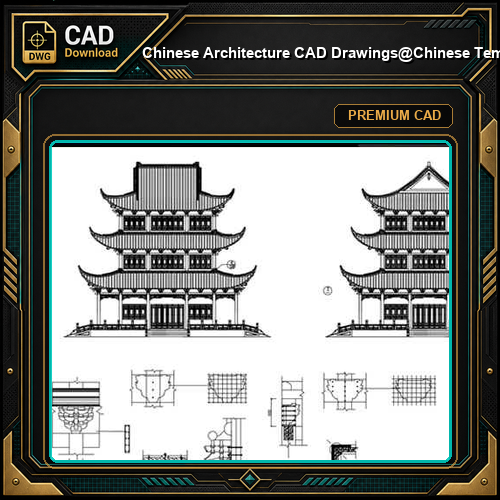 ★【Chinese Architecture CAD Drawings】@Chinese Temple Drawings,CAD Details,Elevation V.2