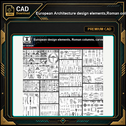 ★【European Architecture design elements,Roman columns,Carved】All kinds of European Architecture CAD Blocks Bundle