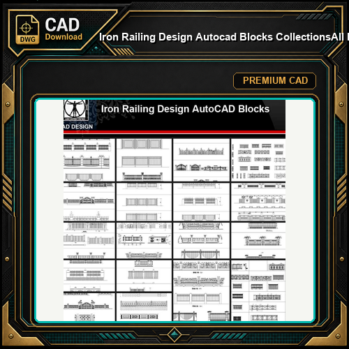 ★【Iron Railing Design Autocad Blocks Collections】All kinds of Forged iron gate CAD Blocks