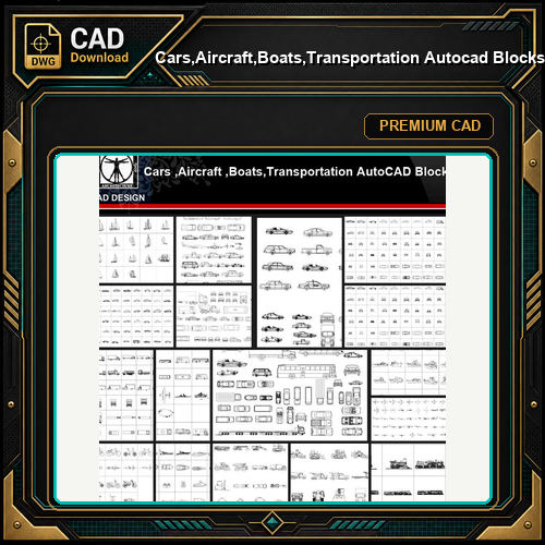 ★【Cars,Aircraft,Boats,Transportation Autocad Blocks Collections】All kinds of Transportation CAD Blocks