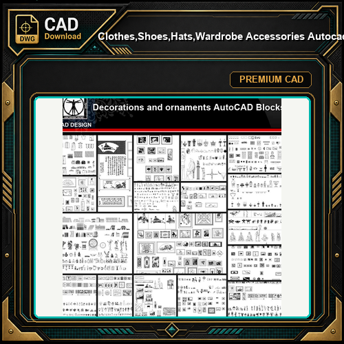 ★【Clothes,Shoes,Hats,Wardrobe Accessories Autocad Blocks Collections】All kinds of CAD Blocks