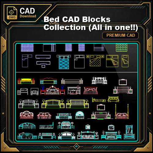 Bed CAD Blocks Collection (All in one!!)