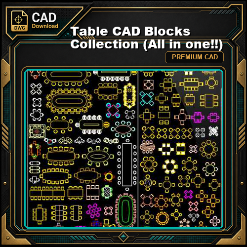 Table CAD Blocks Collection (All in one!!)