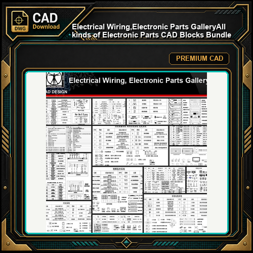 ★【Electrical Wiring,Electronic Parts Gallery】All kinds of Electronic Parts CAD Blocks Bundle