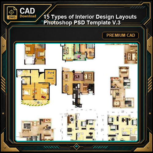 15 Types of Interior Design Layouts Photoshop PSD Template V.3