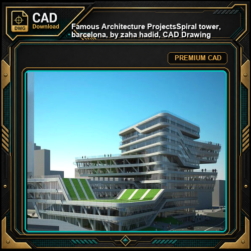 💎【Famous Architecture Projects】Spiral tower, barcelona, by zaha hadid, CAD Drawing