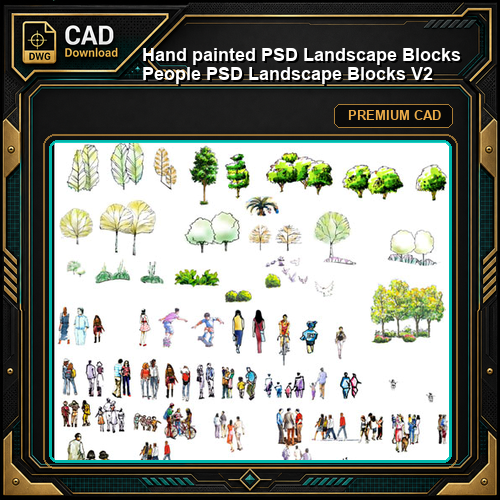 ★【 Hand painted PSD Landscape Blocks 】People PSD Landscape Blocks V2