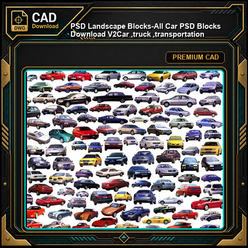 ★【 PSD Landscape Blocks-All Car PSD Blocks Download V2】Car ,truck ,transportation