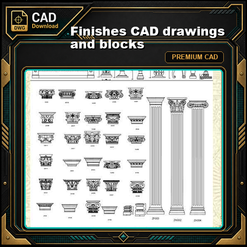 Finishes CAD drawings and blocks