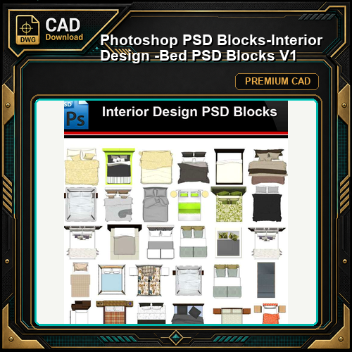 ★Photoshop PSD Blocks-Interior Design -Bed PSD Blocks V1