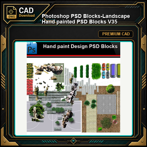 ★Photoshop PSD Blocks-Landscape Hand painted PSD Blocks V35