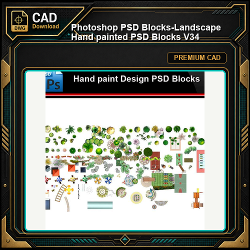 ★Photoshop PSD Blocks-Landscape Hand painted PSD Blocks V34