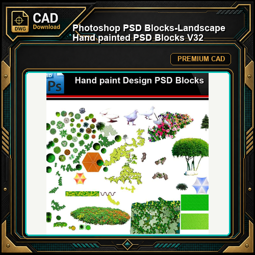★Photoshop PSD Blocks-Landscape Hand painted PSD Blocks V32