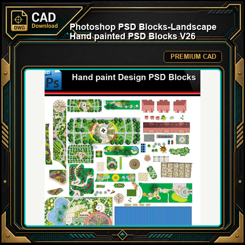 ★Photoshop PSD Blocks-Landscape Hand painted PSD Blocks V26