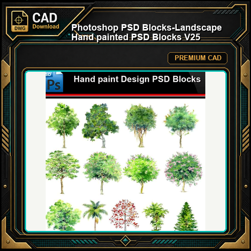 ★Photoshop PSD Blocks-Landscape Hand painted PSD Blocks V25