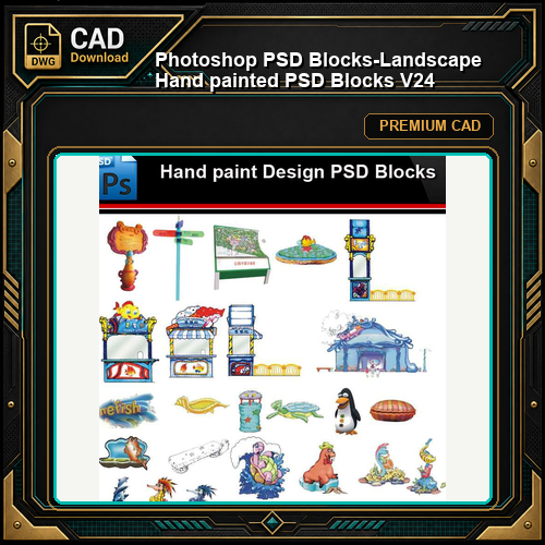 ★Photoshop PSD Blocks-Landscape Hand painted PSD Blocks V24