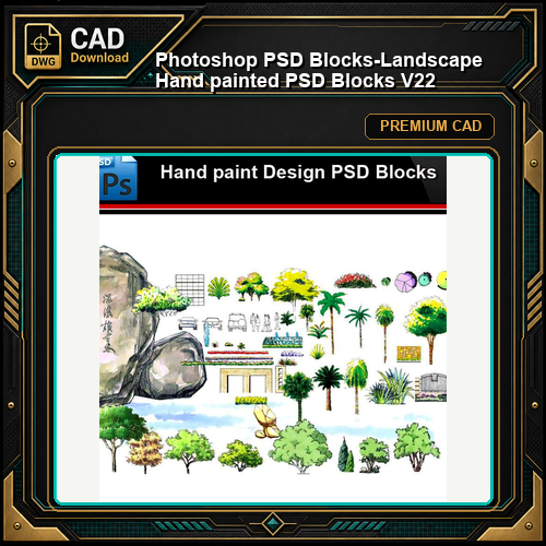 ★Photoshop PSD Blocks-Landscape Hand painted PSD Blocks V22