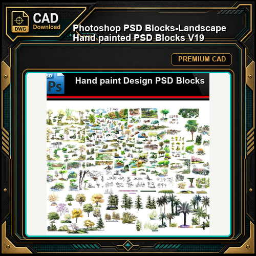 ★Photoshop PSD Blocks-Landscape Hand painted PSD Blocks V19