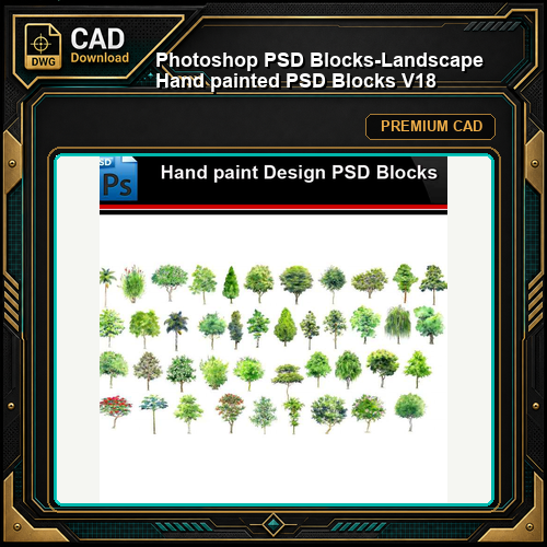 ★Photoshop PSD Blocks-Landscape Hand painted PSD Blocks V18