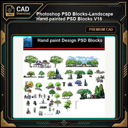 ★Photoshop PSD Blocks-Landscape Hand painted PSD Blocks V16